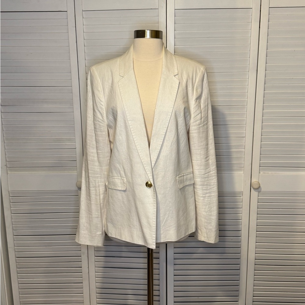 Harve Benard White Linen Blazer